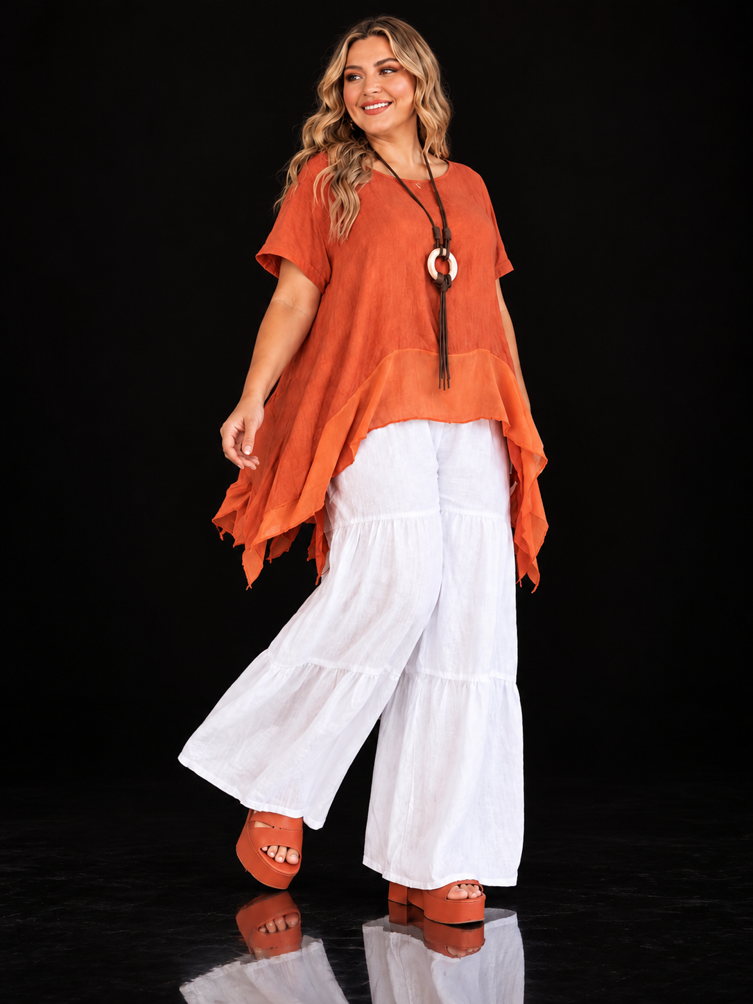 Blusa de lino talla L/XL – Amanda Golden Girl